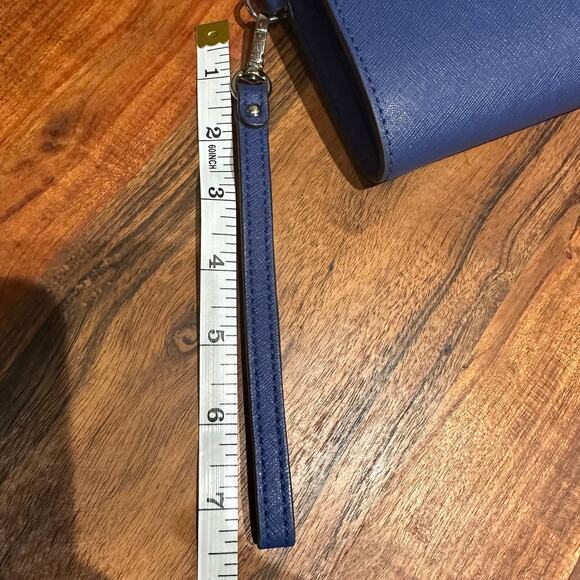 Michael Kors Jet Set Wristlet Travel Double Zip Phone Wallet Royal Blue Phone - Picture 9 of 14